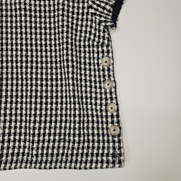 Anthropologie Maeve Townsend Black White Houndstooth Short Sleeve Top Boxy Sz 10 - Picture 8 of 16